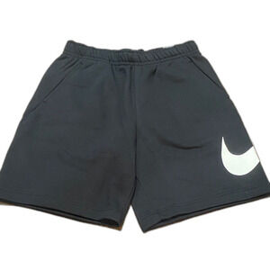 Nike Black Athletic Shorts with White Swoosh Knee Length Athleisure